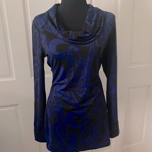 INC International Concepts tunic, black/blue.